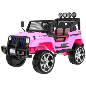 Ramiz Jeep Raptor 4x4, kožená sedačka, 2 místné růžové