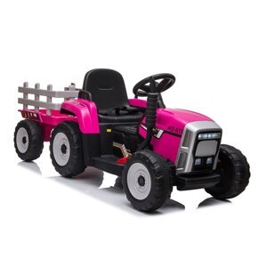 Elektrický traktor s vlečkou růžový