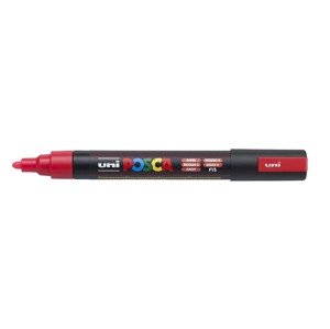 Uni-ball, PC-5M, Posca, akrylový popisovač, kusový, 1 ks Barva: Fluorescenční červená