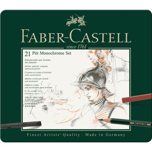 Faber-Castell, 112976, Pitt Monochrome, sada uměleckých výtvarných potřeb, 21 ks