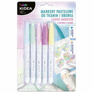Kidea,MPOT5KA, sada popisovačů na textil, pastelové odstíny, 5 ks