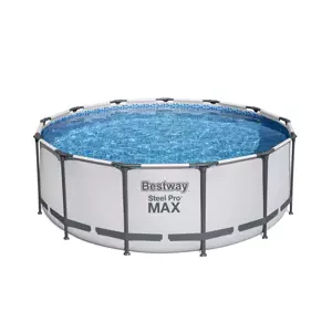 Nadzemní bazén Steel Pro MAX šedý, kartušová filtrace, schůdky, plachta, 3,96m x 1,22m