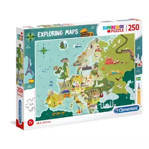 Puzzle 250 dílků Mapa - Evropa: místa