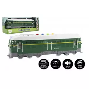 Lokomotiva/Vlak zelená plast 35cm na baterie se zvukem se světlem v krabici 41x16x12cm