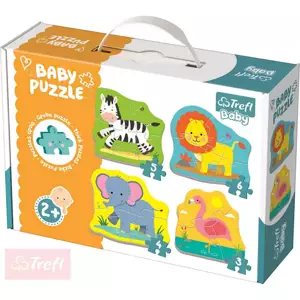 TREFL Baby puzzle Safari zvířátka velké dílky 4v1 set 18 dílků pro miminko