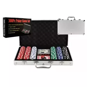 Poker sada 300ks + karty + kostky v hliníkovém kufříku v krabici 40x24x8cm