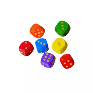 Kostky hrací lisované barevné 25 mm