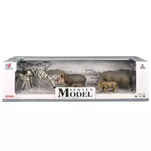 Sada Model Svět zvířat zebry, hroši, nosorožci, 