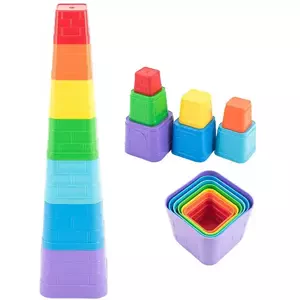 Kubus baby pyramida hranatá barevná věžička skládací 7 dílků plast