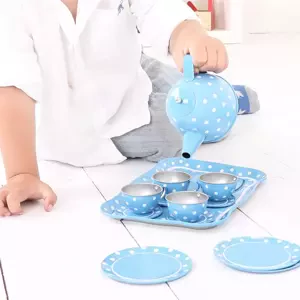 Bigjigs Toys Modrý puntikovaný čajový set