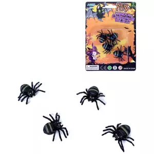 Zvířátko pavouk malý set 4ks halloween dekorace na kartě