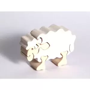 Fauna Dřevěné vkládací puzzle z masivu ovečka bílá