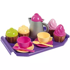 ANDRONI Souprava čajová se zákusky a tácem dětské barevné nádobí 16ks