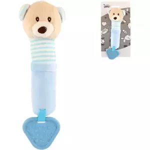 PLYŠ Pískátko baby kousátko medvěd 21cm modrý pro miminko