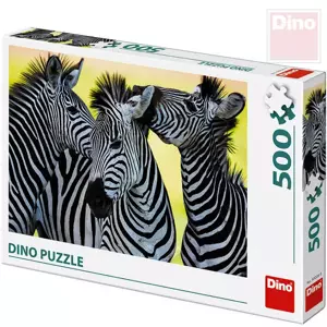 DINO Puzzle XL 500 dílků Tři zebry foto 47x33cm skládačka v krabici