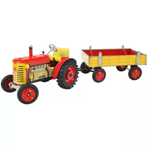 KOVAP Traktor Zetor retro model 1:25 plechový Červený na klíček Kov 0395