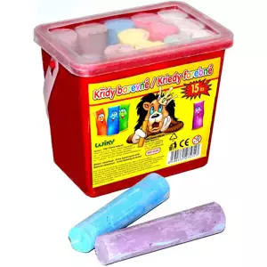 Křídy dětské chodníkové barevné set 15ks kulaté 10cm v plastovém boxu