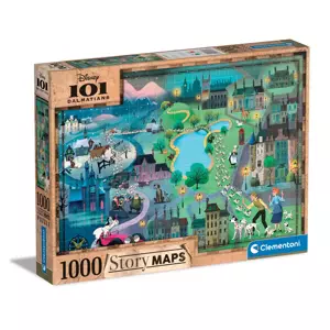 Puzzle 1000 dílků - Disney mapa 101 Dalmatinů