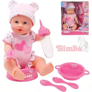 SIMBA New Born Baby panenka miminko holčička 30cm pije čůrá set s doplňky