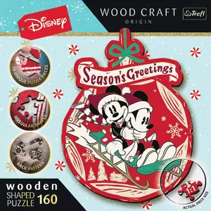 Dřevěné puzzle - Vánoční dobrodružství Mickeyho a Minnie 160 dílků
