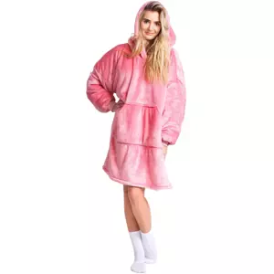 Cozy Noxxiez CH356 Růžová - hřejivá televizní mikinová deka s kapucí pro teenagery a dospělé