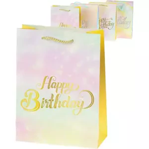 Taška dárková Duhová narozeninová Happy Birthday 18x24cm karton 4 druhy