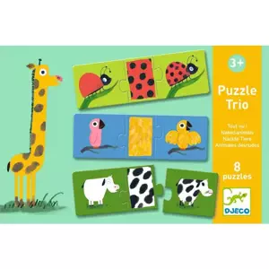 DJECO Puzzle Trio Nahatá zvířátka 8x3 dílků