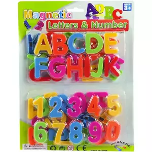 Čísla a písmenka barevná magnetická 4cm set v sáčku plast