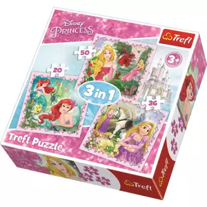 TREFL Puzzle Disney princezny s přáteli 3v1 (20,36,50 dílků)