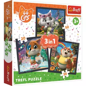 TREFL Puzzle 44 koček: Seznamte se s kočkami 3v1 (20,36,50 dílků)