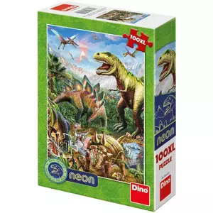 DINO Puzzle 100 dílků XL Svět dinosaurů 33x47cm svítí ve tmě skládačka