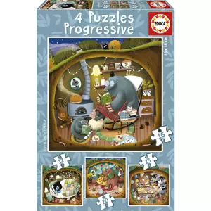 EDUCA Puzzle Lesní příběhy 4v1 (12,16,20,25 dílků)