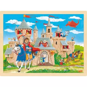 GOKI Dřevěné puzzle Rytířský hrad 96 dílků
