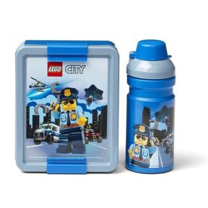 Lego® city policie svačinový set modrý: box + láhev