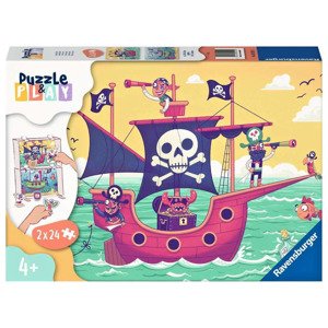 Ravensburger 05592 puzzle & play piráti a země na dohled 2x24 dílků