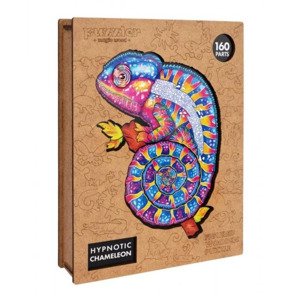 Dřevěné barevné puzzle - hypnotický chameleon