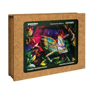 Dřevěné barevné puzzle - úžasný chameleon