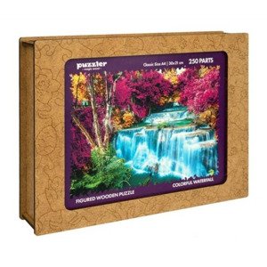 Dřevěné barevné puzzle - barevný vodopád