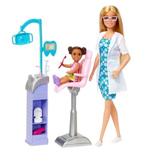 Mattel barbie povolání herní set s panenkou zubařka blondýnka, hkt69