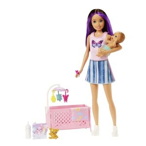 Mattel barbie chůva herní set s postýlkou, hjy33