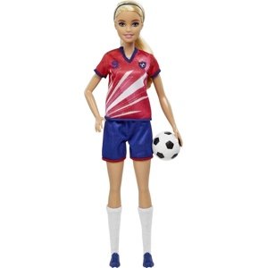 Mattel barbie® fotbalová panenka v červeném dresu hcn17