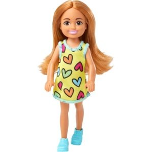 Barbie chelsea panenka v srdíčkových šatech, mattel hny57
